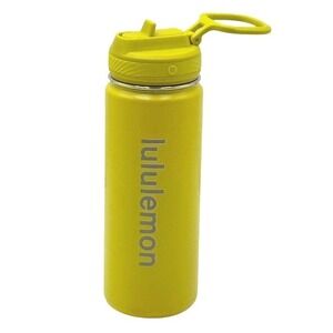 lululemon Back to Life Sports Bottle 24oz Yellow w/ Straw Lid NWT